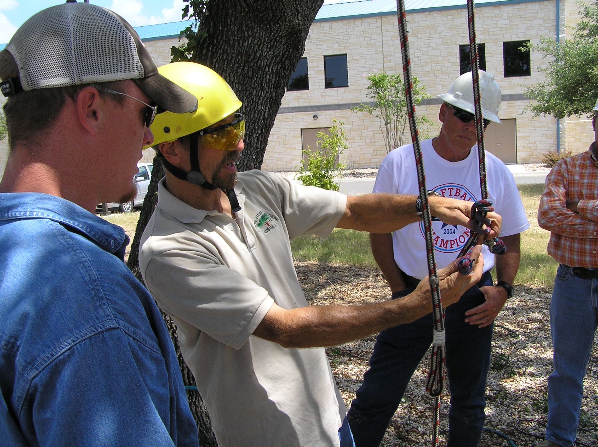 Guy LeBlanc teaching climbing safety to municipal arborists.